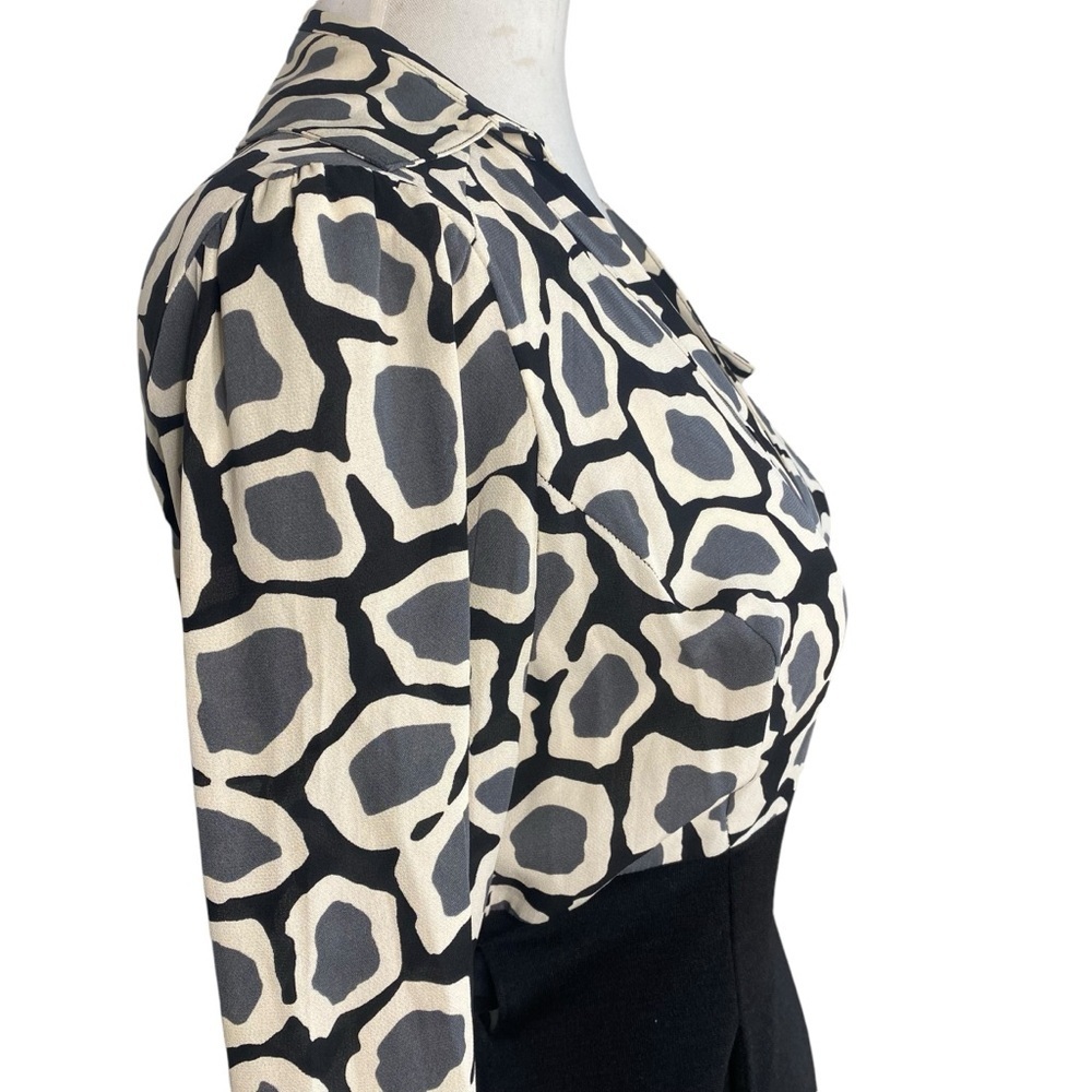 Diane Von Furstenberg, black,cream,gray, Brea wrap dress silk/wool skirt size 4 - Picture 5 of 12